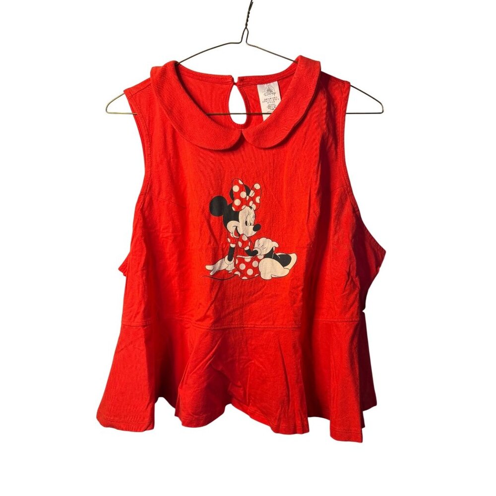 NWT Disney Parks Minnie Mouse Red Collared Tank Top Womens 1X Tee Graphic Casual